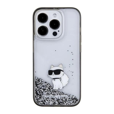 Karl Lagerfeld Liquid Glitter Choupette dėklas skirtas iPhone 15 Pro Max - Permatomas 2