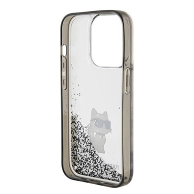 Karl Lagerfeld Liquid Glitter Choupette dėklas skirtas iPhone 15 Pro Max - Permatomas 6