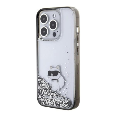 Karl Lagerfeld Liquid Glitter Choupette dėklas skirtas iPhone 15 Pro - Permatomas 1