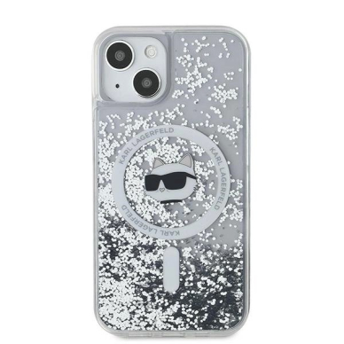 Karl Lagerfeld Liquid Glitter Choupette Head MagSafe dėklas iPhone 12 / 12 Pro - Permatomas