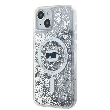 Karl Lagerfeld Liquid Glitter Choupette Head MagSafe dėklas iPhone 14 / 15 / 13 - Permatomas 1