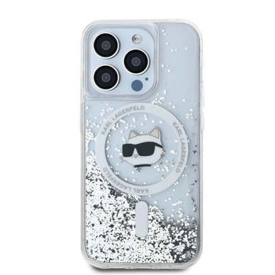 Karl Lagerfeld Liquid Glitter Choupette Head MagSafe dėklas iPhone 15 Pro Max - Permatomas 2