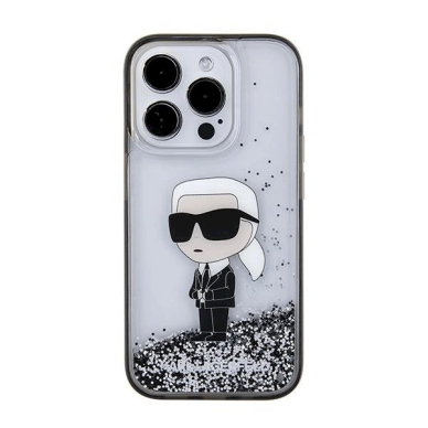 Karl Lagerfeld Liquid Glitter Ikonik dėklas skirtas iPhone 15 Pro - Permatomas 2