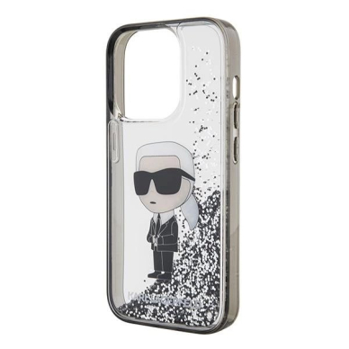 Karl Lagerfeld Liquid Glitter Ikonik dėklas skirtas iPhone 15 Pro - Permatomas 5