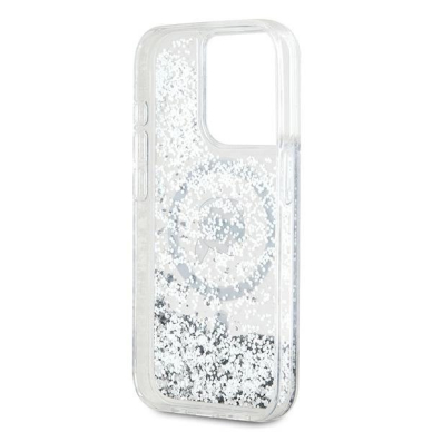 Karl Lagerfeld Liquid Glitter Karl Head MagSafe dėklas iPhone 15 Pro Max - Permatomas 6