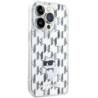 Karl Lagerfeld Monogram Choupette dėklas skirtas iPhone 15 Pro - Permatomas 2