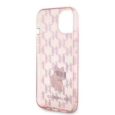 Karl Lagerfeld Monogram Choupette dėklas skirtas iPhone 15 - Rožinis 6