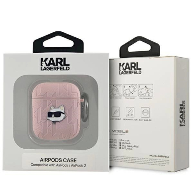 Karl Lagerfeld Monogram Choupette Head dėklas AirPods 1 / 2 - Rožinis 2