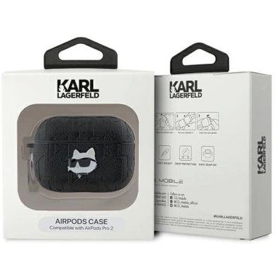 Karl Lagerfeld Monogram Choupette Head dėklas AirPods Pro 2 - Juodas 3