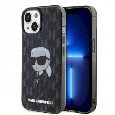 Karl Lagerfeld Monogram Ikonik dėklas skirtas iPhone 15 - Permatomas