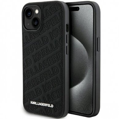 Karl Lagerfeld Quilted K Pattern dėklas skirtas iPhone 15 - Juodas