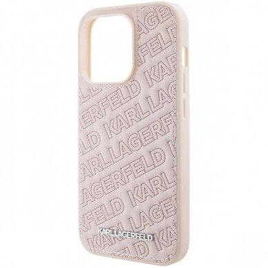 Karl Lagerfeld Quilted K Pattern dėklas skirtas iPhone 15 Pro - Rožinis 5