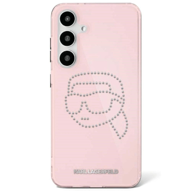 Karl Lagerfeld Rhinestones K. Head Logo Samsung Galaxy S25 Dėklas Rožinis