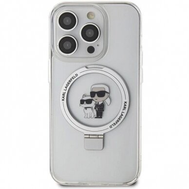 Karl Lagerfeld Ring Stand Karl&Choupette MagSafe dėklas skirtas iPhone 13 Pro Max - Baltas 2