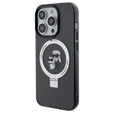 Karl Lagerfeld Ring Stand Karl&Choupette MagSafe dėklas skirtas iPhone 14 Pro - Juodas 1