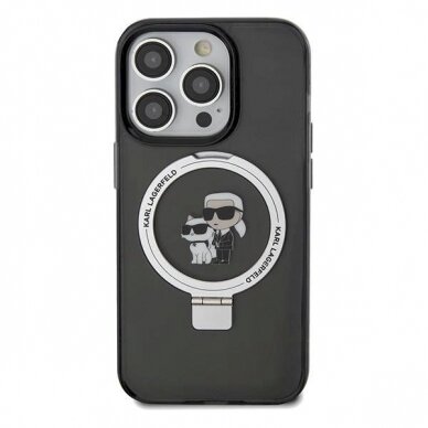 Karl Lagerfeld Ring Stand Karl&Choupette MagSafe dėklas skirtas iPhone 14 Pro Max - Juodas 1