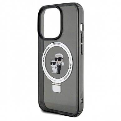 Karl Lagerfeld Ring Stand Karl&Choupette MagSafe dėklas skirtas iPhone 14 Pro Max - Juodas 4