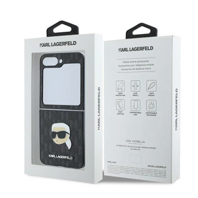 Karl Lagerfeld Saffiano Monogram Dėklas Samsung Galaxy Z Flip 6 - juodas 7