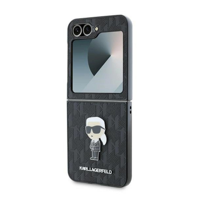 Karl Lagerfeld Saffiano Monogram Ikonik Pin Dėklas Samsung Galaxy Z Flip 6 - juodas 5