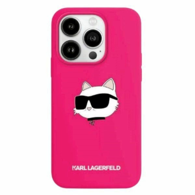 Karl Lagerfeld Silicone Choupette Head MagSafe dėklas iPhone 15 Plus / 14 Plus - Rožinis