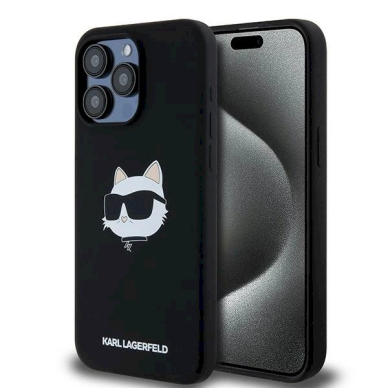 Karl Lagerfeld Silicone Choupette Head MagSafe dėklas iPhone 15 Pro - Juodas