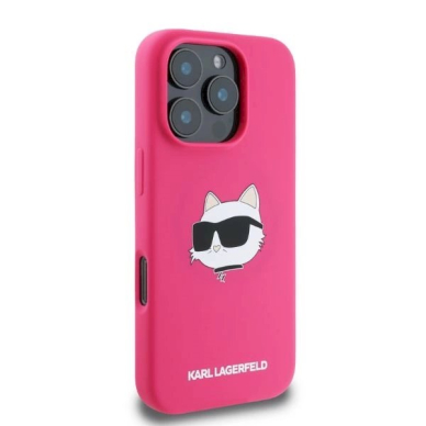 Karl Lagerfeld Silicone Choupette Head Print MagSafe iPhone 16 Pro Max Case - Fuchsia 1