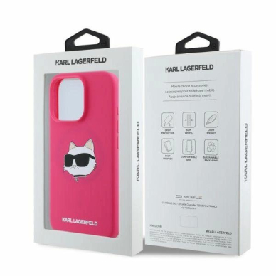 Karl Lagerfeld Silicone Choupette Head Print MagSafe iPhone 16 Pro Max Case - Fuchsia 4