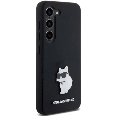 Karl Lagerfeld Silicone Choupette Metal Pin dėklas Samsung Galaxy S24 - Juodas 3