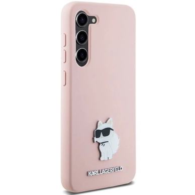 Karl Lagerfeld Silicone Choupette Metal Pin dėklas Samsung Galaxy S24 - Rožinis 3