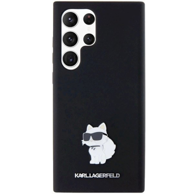 Karl Lagerfeld Silicone Choupette Metal Pin dėklas Samsung Galaxy S24 Ultra - Juodas 2