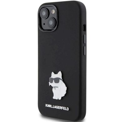 Karl Lagerfeld Silicone Choupette Metal Pin dėklas skirtas iPhone 15 - Juodas 1