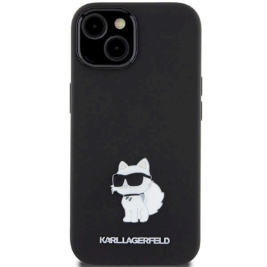 Karl Lagerfeld Silicone Choupette Metal Pin dėklas skirtas iPhone 15 - Juodas 2