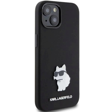 Karl Lagerfeld Silicone Choupette Metal Pin dėklas skirtas iPhone 15 - Juodas 3