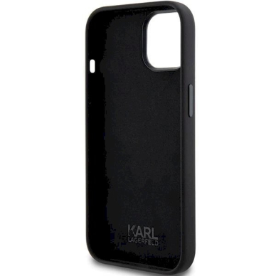 Karl Lagerfeld Silicone Choupette Metal Pin dėklas skirtas iPhone 15 Plus / 14 Plus - Juodas 6