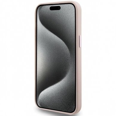 Karl Lagerfeld Silicone Choupette Metal Pin dėklas skirtas iPhone 15 Pro - Rožinis 4