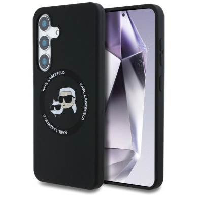 Karl Lagerfeld Silicone Double Heads And Circle MagSafe Samsung Galaxy S25 Dėklas Juodas