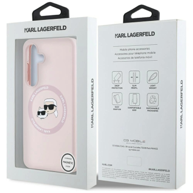 Karl Lagerfeld Silicone Double Heads And Circle MagSafe Samsung Galaxy S25 Dėklas Rožinis 7