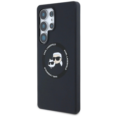 Karl Lagerfeld Silicone Double Heads And Circle MagSafe Samsung Galaxy S25 Ultra Dėklas Juodas 1