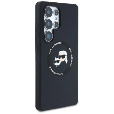 Karl Lagerfeld Silicone Double Heads And Circle MagSafe Samsung Galaxy S25 Ultra Dėklas Juodas 3