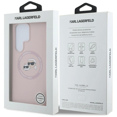 Karl Lagerfeld Silicone Double Heads And Circle MagSafe Samsung Galaxy S25 Ultra Dėklas Rožinis 7