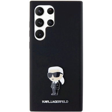 Karl Lagerfeld Silicone Ikonik Metal Pin dėklas Samsung Galaxy S24 Ultra - Juodas 2