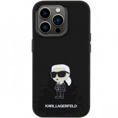 Karl Lagerfeld Silicone Ikonik Metal Pin dėklas skirtas iPhone 15 Pro - Juodas 2