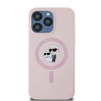 Karl Lagerfeld Silicone Karl Choupette MagSafe dėklas iPhone 15 Pro - Rožinis 2