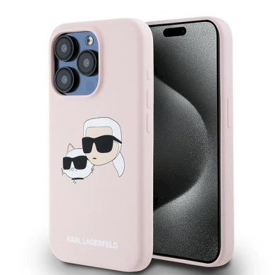 Karl Lagerfeld Silicone Karl Choupette MagSafe dėklas iPhone 15 Pro - Rožinis