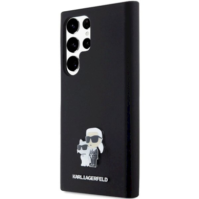 Karl Lagerfeld Silicone Karl Choupette Metal Pin dėklas Samsung Galaxy S24 Ultra - Juodas 1