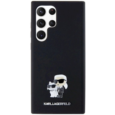 Karl Lagerfeld Silicone Karl Choupette Metal Pin dėklas Samsung Galaxy S24 Ultra - Juodas 2