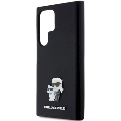 Karl Lagerfeld Silicone Karl Choupette Metal Pin dėklas Samsung Galaxy S24 Ultra - Juodas 5