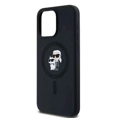 Karl Lagerfeld Silicone Karl Choupette Ring MagSafe dėklas iPhone 15 Pro Max - Juodas 5