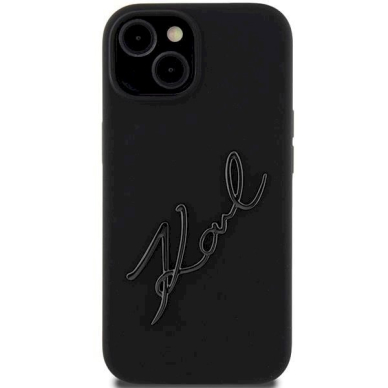 Karl Lagerfeld Silicone Karl Script dėklas skirtas iPhone 15 - Juodas 1