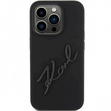 Karl Lagerfeld Silicone Karl Script dėklas skirtas iPhone 15 Pro - Juodas 2